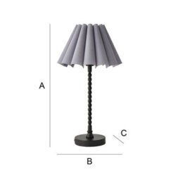 Valuelights Maeve Grey Scallop Pleated Tapered Shade Matte Black Bobbin Bobble Table Lamp - thumbnail 6