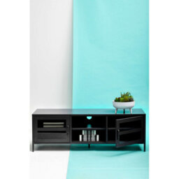 Orsina Classic Two Door Black Metal Media Unit, Industrial Livingroom Media Unit, Versatile Shelving Media Unit - thumbnail 7