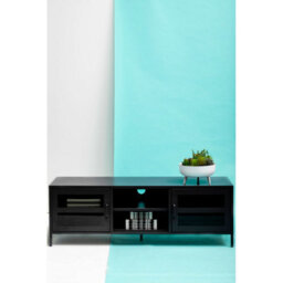 Orsina Classic Two Door Black Metal Media Unit, Industrial Livingroom Media Unit, Versatile Shelving Media Unit - thumbnail 6