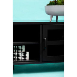 Orsina Classic Two Door Black Metal Media Unit, Industrial Livingroom Media Unit, Versatile Shelving Media Unit - thumbnail 9