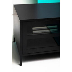 Orsina Classic Two Door Black Metal Media Unit, Industrial Livingroom Media Unit, Versatile Shelving Media Unit - thumbnail 8