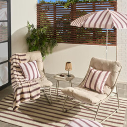 Ohs Mykonos Bistro Set Outdoor Table Chair Garden Patio Furniture - Natural - thumbnail 1
