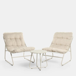 Ohs Mykonos Bistro Set Outdoor Table Chair Garden Patio Furniture - Natural - thumbnail 5