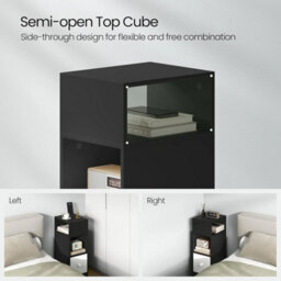 Elegant Set Of 2 Narrow Bedside Tables With Storage In Dark Gray - thumbnail 5