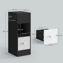Elegant Set Of 2 Narrow Bedside Tables With Storage In Dark Gray - thumbnail 2