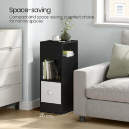 Elegant Set Of 2 Narrow Bedside Tables With Storage In Dark Gray - thumbnail 3