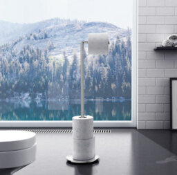 Smedbo Stainless Steel Freestanding Toilet Roll Holder - Round Base - thumbnail 2