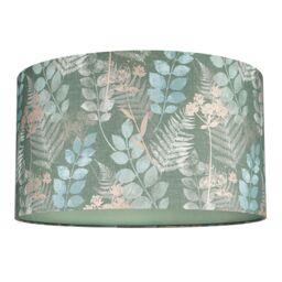 Oshibana Green & Blue Leaves Drum Lamp Shade (D)40Cm - thumbnail 2