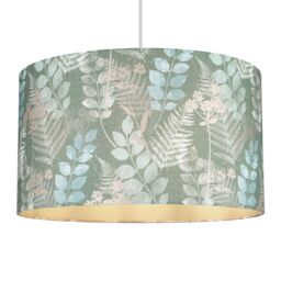 Oshibana Green & Blue Leaves Drum Lamp Shade (D)40Cm - thumbnail 3