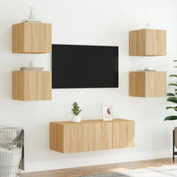 Walplus Tv Wall Cabinet With Led Lights Sonoma Oak 30.5X35X30 Cm - thumbnail 6