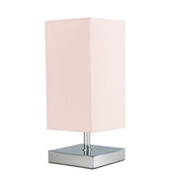 Valuelights Yuko Polished Chrome Touch Table Lamp With Pink Shade