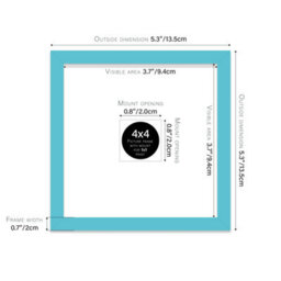 "4X4"" Turquoise Picture Frame - 4X4"" Square Frame With 1X1"" Mount For 4X4""/1X1"" Pictures Vintage Style Gallery Wall, 1 Pack" - thumbnail 2