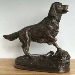 Animal Crackers Golden Retriever Dog On Rocks, Heavy Weight Solid Cold Cast Bronze Figurine - thumbnail 2