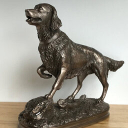 Animal Crackers Golden Retriever Dog On Rocks, Heavy Weight Solid Cold Cast Bronze Figurine - thumbnail 1