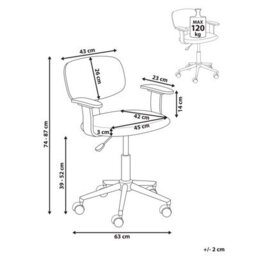 Beliani Desk Chair Gunnison Fabric Green - thumbnail 3