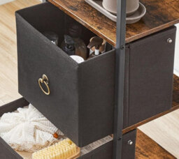 Modcraft Tall Narrow Corner Storage Cabinet, 3 Fabric Drawers & 2 Open Shelves, Slim Bathroom Unit - thumbnail 6