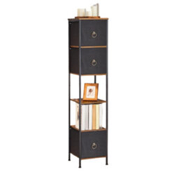 Modcraft Tall Narrow Corner Storage Cabinet, 3 Fabric Drawers & 2 Open Shelves, Slim Bathroom Unit - thumbnail 3