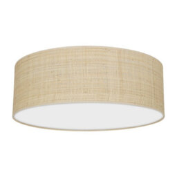 Milagro Marshall Hand Made Designer Ceiling Lamp In Matt White Metal And Natural Rattan Coloured Fabric - thumbnail 5