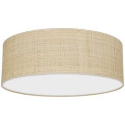 Milagro Marshall Hand Made Designer Ceiling Lamp In Matt White Metal And Natural Rattan Coloured Fabric - thumbnail 2