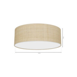 Milagro Marshall Hand Made Designer Ceiling Lamp In Matt White Metal And Natural Rattan Coloured Fabric - thumbnail 6