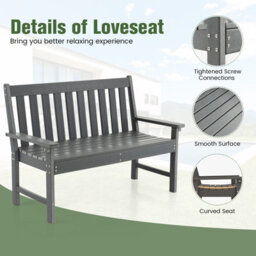 Costway Outdoor 2-Person Garden Bench Patio Lounger Ergonomic Loveseat W/ Backrest - thumbnail 8