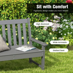 Costway Outdoor 2-Person Garden Bench Patio Lounger Ergonomic Loveseat W/ Backrest - thumbnail 5