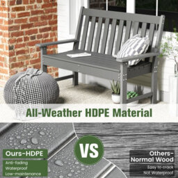 Costway Outdoor 2-Person Garden Bench Patio Lounger Ergonomic Loveseat W/ Backrest - thumbnail 4