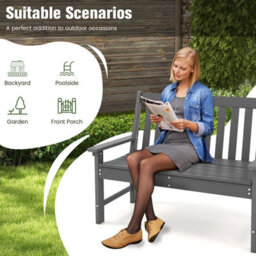 Costway Outdoor 2-Person Garden Bench Patio Lounger Ergonomic Loveseat W/ Backrest - thumbnail 6