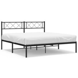 Berkfield Metal Bed Frame With Headboard Black 135X190 Cm 4Ft6 Double - thumbnail 2