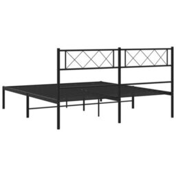 Berkfield Metal Bed Frame With Headboard Black 135X190 Cm 4Ft6 Double - thumbnail 7
