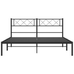Berkfield Metal Bed Frame With Headboard Black 135X190 Cm 4Ft6 Double - thumbnail 4