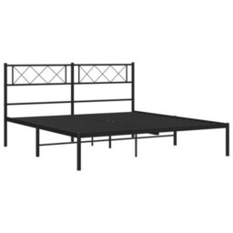 Berkfield Metal Bed Frame With Headboard Black 135X190 Cm 4Ft6 Double - thumbnail 5
