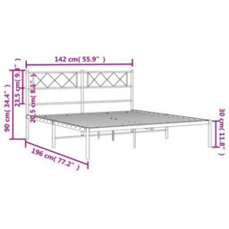 Berkfield Metal Bed Frame With Headboard Black 135X190 Cm 4Ft6 Double - thumbnail 9