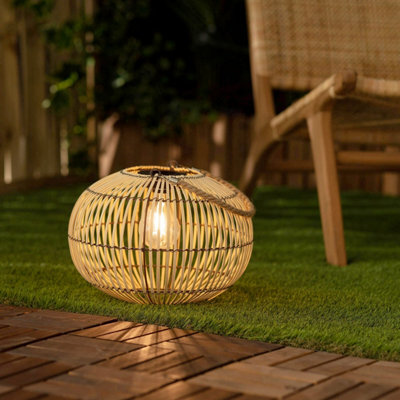 Outdoor Solar Led Rattan Lamp Diam. 31.5Cm Natural - Sweeek - image 1