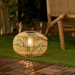 Outdoor Solar Led Rattan Lamp Diam. 31.5Cm Natural - Sweeek