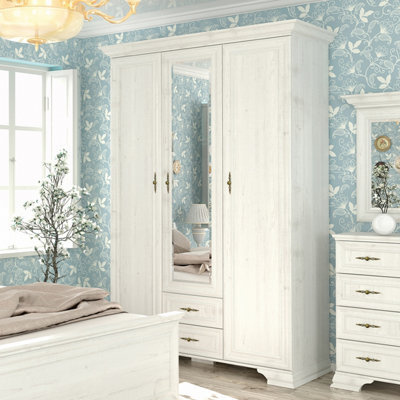 Heze Furniture Irys Large Wardrobe With Mirror 5 Door 2 Drawers - Anderson Pine - image 1