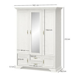 Heze Furniture Irys Large Wardrobe With Mirror 5 Door 2 Drawers - Anderson Pine - thumbnail 3