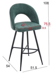 Aspect Furniture Set Of 2 Lincoln Swivel Barstool W Padded Seat, Black Base-Green Linen - thumbnail 8