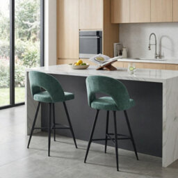 Aspect Furniture Set Of 2 Lincoln Swivel Barstool W Padded Seat, Black Base-Green Linen - thumbnail 9