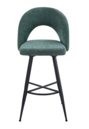 Aspect Furniture Set Of 2 Lincoln Swivel Barstool W Padded Seat, Black Base-Green Linen - thumbnail 3