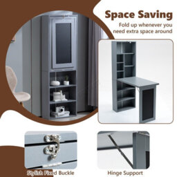 Westwood Grey Pull-Down Desk Storage Shelf Convertible Computer Work Table Office Study - thumbnail 6