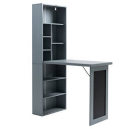 Westwood Grey Pull-Down Desk Storage Shelf Convertible Computer Work Table Office Study - thumbnail 8