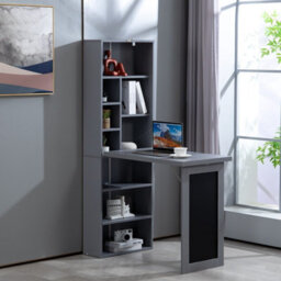Westwood Grey Pull-Down Desk Storage Shelf Convertible Computer Work Table Office Study - thumbnail 2