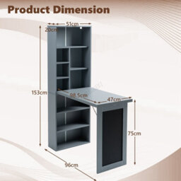 Westwood Grey Pull-Down Desk Storage Shelf Convertible Computer Work Table Office Study - thumbnail 3