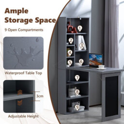 Westwood Grey Pull-Down Desk Storage Shelf Convertible Computer Work Table Office Study - thumbnail 5