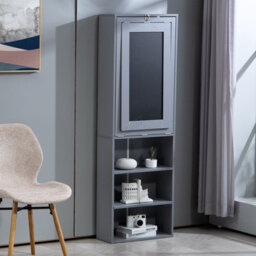 Westwood Grey Pull-Down Desk Storage Shelf Convertible Computer Work Table Office Study