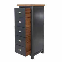 Core Products Dunkeld 5 Drawer Narrow Chest, Midnight Blue Painted Wood Storage H114 X W45 X D40 Cm - thumbnail 5
