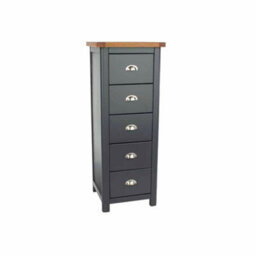 Core Products Dunkeld 5 Drawer Narrow Chest, Midnight Blue Painted Wood Storage H114 X W45 X D40 Cm - thumbnail 4