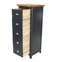 Core Products Dunkeld 5 Drawer Narrow Chest, Midnight Blue Painted Wood Storage H114 X W45 X D40 Cm - thumbnail 7