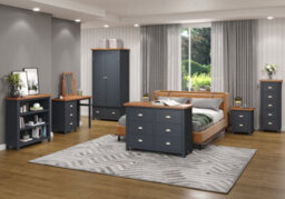 Core Products Dunkeld 5 Drawer Narrow Chest, Midnight Blue Painted Wood Storage H114 X W45 X D40 Cm - thumbnail 6